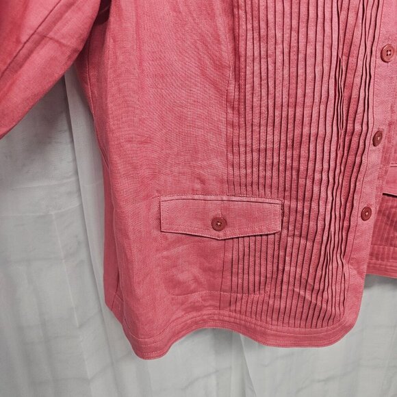 Jones New York Pink Linen Blouse Pintuck Boho Shacket 20W - Picture 5 of 13